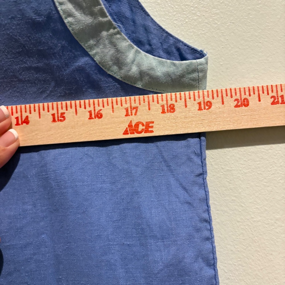 Sigrid Olsen Linen Shift Dress Womens Small Blue Sleeveless V-Neck Contrast Trim - Picture 9 of 11